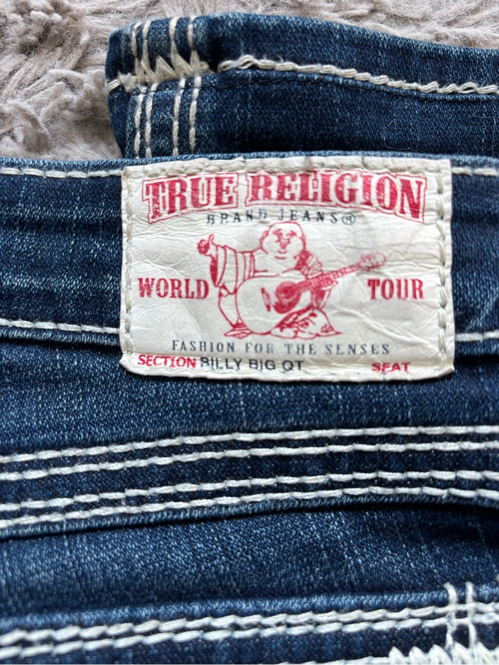 EUC True Religion Y2K Billi Big QT Boot Cut Jeans with White Stitching 26 - Picture 11 of 13